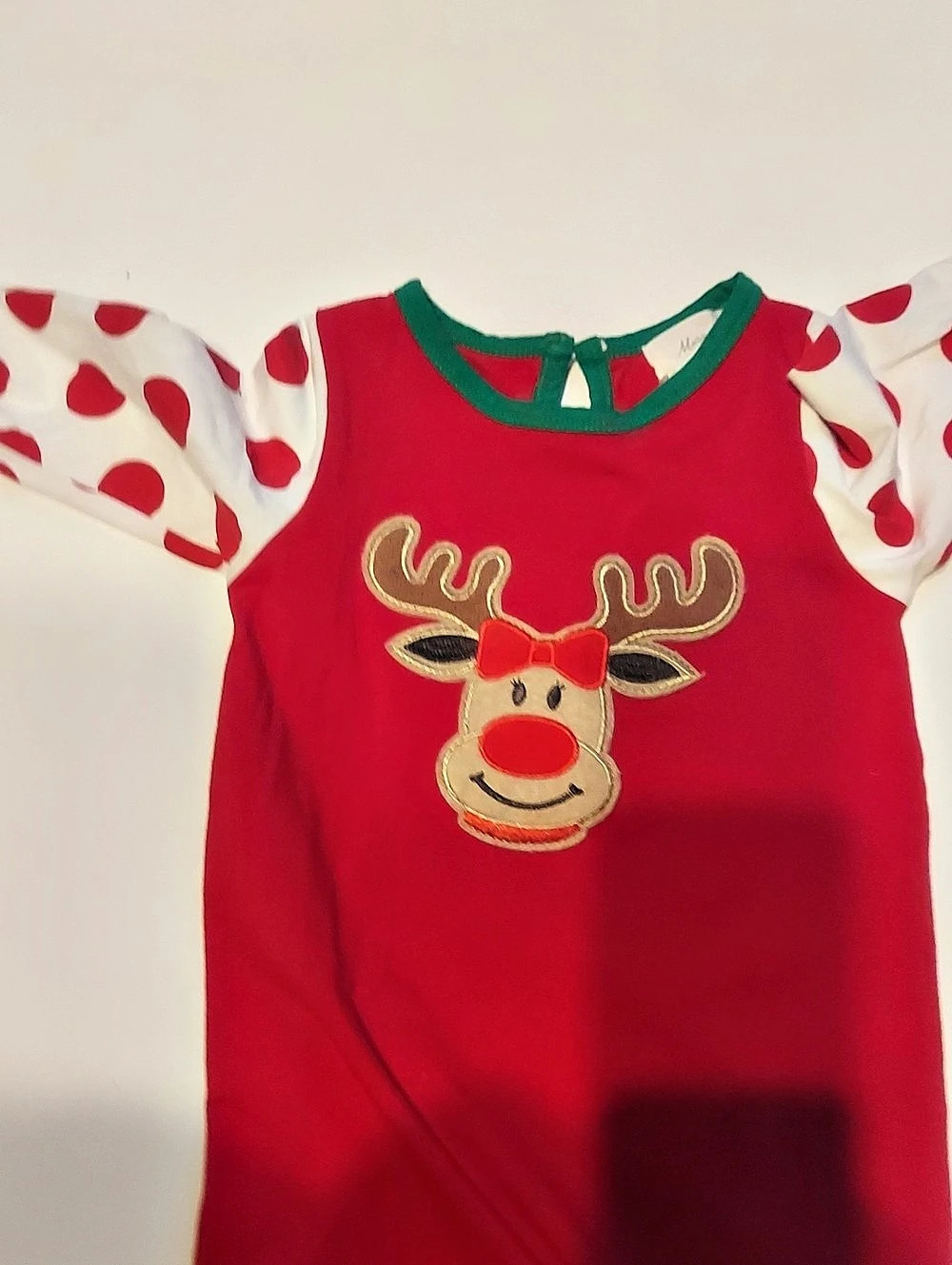 Marie Nicole Reindeer Footie Red & White Onsie - Picture 3 of 6